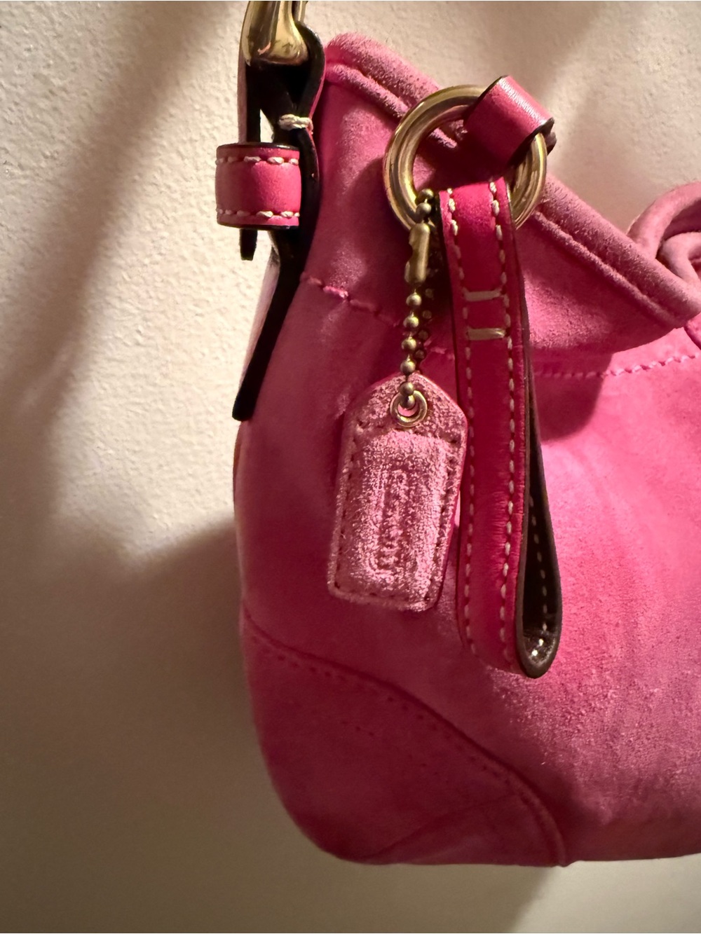 Coach Pink Suede Y2K SoHo Hobo Shoulder Bag Vintage 3656 - Picture 4 of 5